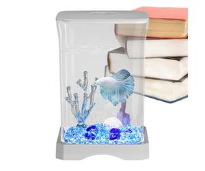 Aquarium Betta - 4K HD Clear Glass Display, Compact Tabletop Fish Tank, Decorative Initial Kit, Integrated LED Lighting | Modern Aquatic Accent For The C