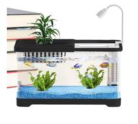 Aquarium Betta Aquarium Kit 11.81x7.48x7.09 Inch Portable LED Light Decorative Plants with Durable Filter | Easy Set Up Fish Habitat for Betta, Guppy, Rossefish