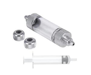 Aquarium C02 Bubble Counter - Flow Rate Monitor, Clear Single Head Design Silver Finish, 8cm Height Precision Gauge + 100g, Aluminum Alloy Acrylic Housing Build - for Fish Tank Live Planted System