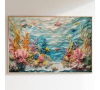 Aquarium Canvas Wall Art Colorful Fish Painting Sea Coral Pictures Underwater World Canvas Wall Art Ocean Fishes Pictures Sea Animal Artwork Coral Reef Fish Poster Sealife Artwork 16x24inch No Frame