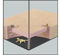 Aquarium Cave Hideout with Viewing Window - 2-Hole Corner Fish Tank Decoration for Pleco, Cory Catfish, Kuhli Loach, Shrimp & Betta - Safe Underwater Shelter for Bottom Dwellers (6"L x 6"W x 2.5"H)