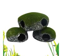 Aquarium Cave | Realistic Looking Tunnel Rock with Moss Design | Aquarium Fish Cave for Shrimp, Snake, Reptile, Terrarium, and Freshwater