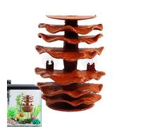 Aquarium Cave - Resin Suction Cup, Artificial Stone Shelter, Floating Betta Habitat | Safe Hiding Place in Aquarium for Hiding Rest, Breeding, Playing, Cichlids, Gold