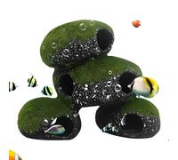 Aquarium Cave | Tunnel Rock with Moss Design | Fish Cave for Snakes, Reptiles, Shrimp, Terrariums, Freshwater & Saltwater Aquariums