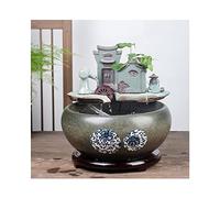 Aquarium Chinese Style Ceramic Goldfish Bowl Home Circulation Flow Water Fountain Small Fish Bowl Office Living Room Ornamental Fish Culture Tank Fish Tank Deco,B-50CM