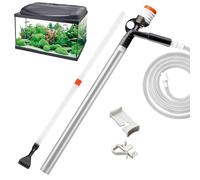 Aquarium Cleaner - Quick Water Change with Air Button, Thermometer and Net Included. Practical Tool for Cleaning and Maintenance for Home Aquarium