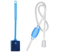 Aquarium Cleaning Kit ,Includes 1 Fish Tank Extractor with Filter and 1 Blue Aquarium Cleaning Brush, Aquarium Siphon Gravel Cleaner with Brush and Hand Syphon Pump for Efficient Aquarium Maintenance