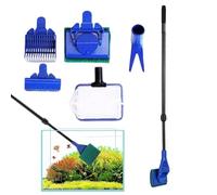 Aquarium Cleaning Kit - Telescoping Rod Setup, 80cm Maximum Reach Fish Tank Wiper, Glass Surfface Algae Removal Scraper, Steel Cloth Made Washing Device | Dirt Swepper Tool For Vets & Keepers