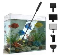 Aquarium Cleaning Set 5 in 1 Set with 50 cm Windscreen Cleaner & Algae Scraper for Glass Basins, with Brush, Net, Gravel Rake, Sponge & Angle Brush - Aquarium Accessories for Nano Mini Aquarium & Fish