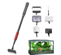 Aquarium Cleaning Tools, Aquarium Clean Set - Algae Scraper, Sponge Pad, Fish Net, Cleaning Brush, Gravel Rake for Glass Tank Aquarium