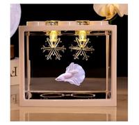 Aquarium Clear Fish Bowl, Aquarium Tank with LED Light, Small White Acrylic Fish Bowl, Ideal for Flowers Or As A Fish Bowl