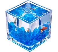 Aquarium Clear Fish Bowl, Square Transparent Glass Mini Office Home Fighting Fish Tank Creative Ornamental Fish Small Fish Tank Water Plant Tank Aquarium Tank(5.91IN)