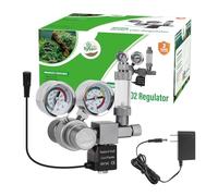 Aquarium Co2 Regulator W21.8, Dual Gauge Accurate Display, with 12V DC Solenoid Valve, Bubble Counter and Check Valve, for Grow DIY CO2 System in Aquatic Plant Tank