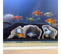 Aquarium Decor, Aquarium Cave 3D Printed Natural Tunnel Pleco Cave, Fish Hideout Decor for Cichlid, Clown Loach & Kuhli Loach (Grey, Small)