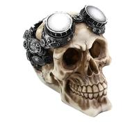 Aquarium Decor Resin Skull Artificial Head Skeleton Skull Ornaments, Skeleton Fish Cave Hideout Reptile Houses Halloween with Gearwork Mechanism All Saints Day Decor