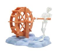 Aquarium Decor Set, Skeleton Figurine Ornament, Rotating Water Wheel, Dynamic Tank Decoration, for Water Betta Turtle Reptile Shrimp Snake Gecko Bearded Dragon Decoration Visual Interest Accessory