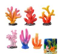 Aquarium Decorations - 6pcs Mini Coral Reef Ornaments, 3x5cm Eco Resin Decor for Freshwater & Saltwater Tanks - Vivid Marine-Themed Decor, Zero Maintenance, Safe & Durable for Fish Tanks