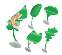 Aquarium Decorations Artificial Leaf Aquatic Ornaments | 5-Piece Aquarium Frog Reptile Plants for Frog Snake Bearded Dragon Lizard Gecko Small Animal Reptile Indoor Outdoor