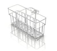Aquarium Dish Rack - Adjustable Hydroponic Cups with 3 Compartments, Clear Aquarium Pots - for Aquarium, Shrimp, Betta, Home, Freshwater Terrarium and Workplace