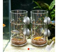 Aquarium Feeding Ring and Tray, 2-in-1 Automatic Fish Feeder, Feeder Station with Strong Suction Cups, Keeps Food in Place for Less Waste, Freshwater & Saltwater Tanks (2PCS)