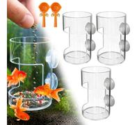 Aquarium Feeding Ring And Tray, Fish Feeding Ring, Automatic Fish Feeder, Reduce Filter Blockage In The Tank,Shrimp Tank,Transparent,Clear And Visible (3 Round)