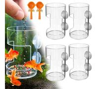 Aquarium Feeding Ring And Tray, Fish Feeding Ring, Automatic Fish Feeder, Reduce Filter Blockage In The Tank,Shrimp Tank,Transparent,Clear And Visible (4 Round)