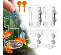 Aquarium Feeding Ring And Tray, Fish Feeding Ring, Automatic Fish Feeder, Reduce Filter Blockage In The Tank,Shrimp Tank,Transparent,Clear And Visible (2 Square+2 Round)
