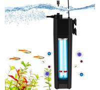 Aquarium Filter for 40-150 gal, 211GPH U-V Fish Tank Filter Submersible Internal Fish Tank Filters, Power Pump Air Supply Freshwater GreenClean Machine Clear Green Killing