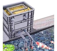 Aquarium Filter,Large Aquarium Filter - 3-Tier External Pond Filter Box for Effective Filtration & Oxygenation, No Pump Required, Easy to Clean & Assemble, Blue, 30x20x35cm
