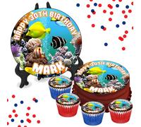 Aquarium Fish 8 Inch Cake or Cupcake Icing Toppers - Birthday Party Cake Decorations Perfect For Cakes Brownies Cookies Muffins & More! (1 x 8 Inch Circle Cake Topper (20.3cm x 20.3cm))
