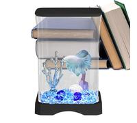 Aquarium Fish Bowl - Cute Adorable,4K HD Betta, Small, Desk Aquarium, LED Lighted Ornamental Fish Tank | Ideal For Home Office Apartment Kitchen Study Room Decoration