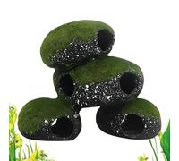 Aquarium Fish Cave - Realistic Shelter Rock with Moss Design - Aquarium Fish Cave - for Snakes, Reptiles, Shrimp, Terrariums, Freshwater and Saltwater Aquariums