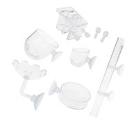Aquarium Fish Feeder Set for Ornamental Fish and Shrimp, 6 Piece Clear Suction Cup Feeding Cups, Tray and Loop Tray, Glass Wall Aquarium Feeder Betta Shrimp Feeding Food Cup Glass Wall Loop Clear Cups