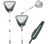 Aquarium Fish Net (35 x 35 cm) Fine Mesh Fish Catch Net with Extendable Telescopic (100-190 cm) Aluminium Long Handle for Small Fish Tank Pond Pool Sludge Food Residue Wastes, Aluminium