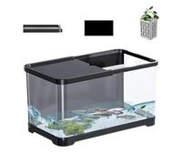 Aquarium Fish Tank | 30.6×19.6×18.4cm Small Aquarium Decorative Saltwater Áquarium Kit | Creative Fish Áquarium With Basket, Versatile F́ish Tanks For Jellyfish, Guppy, Shrimp,