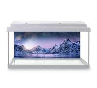 Aquarium Fish Tank Background 77x32 cm - Milky Way Frozen Sea Coast Snow Covered Mountains Arctic Landscape Blue Starry Sky Static Cling Vinyl Vivarium Terrarium External Application #500198