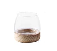 Aquarium Fish Tank Clear Glass Round Aquarium Tank with Wooden Base Ecological Tank Ornamental Fish Special Simple Tank for Aquariums Small Fish tank(Small)