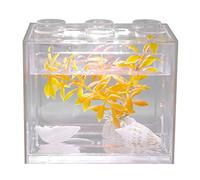 Aquarium Fish Tank Decorative Mini Aquarium USB LED Light Lamp Fish Tank Desktop Lamp Fish Tank for Box Office Tea Table Decor(Transparent)