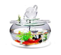Aquarium Fish Tank Round Glass Office Home Desktop Decorations Ornamental Fish Tank Transparent Glass Fish Tank Decorations Small Decorations Fish tank