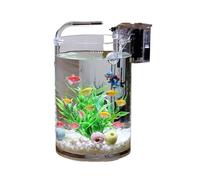 Aquarium Glass Fish Aquarium Living Room Office Desktop Small Cylindrical Transparent Goldfish Fish Aquarium Fish tank(25x20cm)