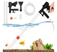 Aquarium Gravel Cleaner, Multi Use Fish Tank Siphon Vacuum Cleaning Kit with Tubes, Algae Scraper, Hose, Flow Controller, Quick Water Changing and Sand Washing Kit for Small and Large Fish Tanks