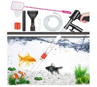 Aquarium Gravel Cleaner Siphon Fish Tank Vacuum Cleaner for Absorb Dirt Wash Sand Algae Scrapers Water Changer Gravel Washer Aquarium Thermometers Fish Net kit for Fish Tank Cleaning Gravel and Sand