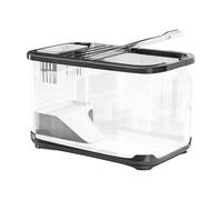 Aquarium Habitat Kit - Aquatic Tank Container, Ventilation Hole Design, Built In Stairs, Life Enclosure, Decorative Display Tank | Turtle Shrimp Living Space For Plant Decor Saltwater
