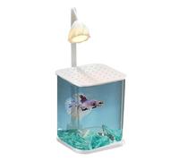Aquarium in Landscape Landscape Aquarium Transparent Betta Small Bowl for Landscape Fish in Glass, Aquarium with Night Light and Green Crystal for Fish, Small Crab, Metdu