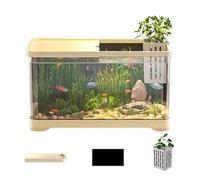 Aquarium Kit, 30.6×19.6×18.4cm Decorative Saltwater Aquariums Accented Kit Small Aquarium | Visually Stunning Fish Aquariums with Basket for Jellyfish, Shrimp, Home Decor