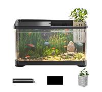 Aquarium Kit, 30.6×19.6×18.4cm Decorative Saltwater Aquariums Accented Kit Small Aquarium | Visually Stunning Fish Aquariums with Basket For Jellyfish, Shrimp, Home Decor