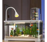 Aquarium Kit, Negative Pressure Fish Tank, Vacuum Suspension, Small Creative Fish Tank, Ecological Landscaping Tank, Plastic Living Room Desktop Fish Tank white