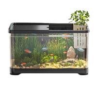 Aquarium Kit, Ultra-Clear Rimless Desktop Fish Tank with Basket Pump Filter 4K HD View Clear Fish Aquarium AS Tanks, Black, Black