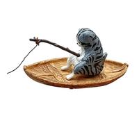 Aquarium Kitten Ornament, Fish Tank Decor Figurine, Cute Fishing Cat Accessory, Decorative Landscape Piece for Small Tanks, Fun Pet Habitat Enhancement