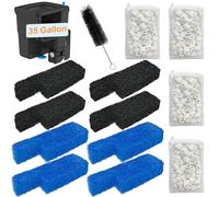 Aquarium Media Maintenance Kit Compatible with Seachem Tidal 35 Gallon Power Filters, Includes 4 Packs Ceramic Rings, 4 Packs Blue Foam Filters and 4 Packs Carbon Sponge Filters